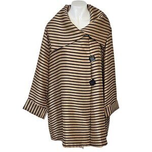 IC By Connie K Womens Black, Gold Metallic, Striped, Statement Button Jacket, XL